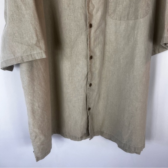 Big Dogs Mens Tan Short Sleeve Button-Up Vintage Shirt Tan Men's Shirt Size: 4X - Picture 4 of 15